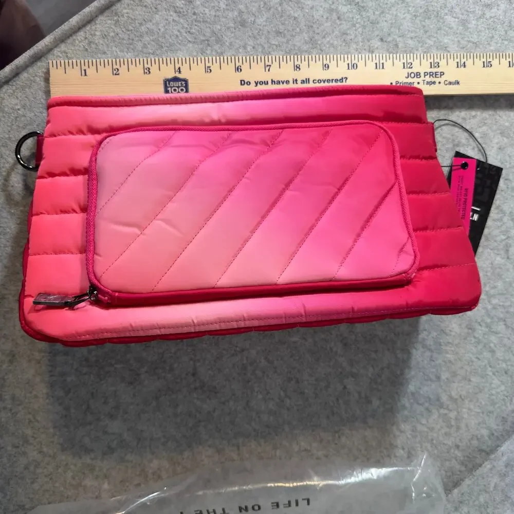 Think Royln Puffer Crossbody Bag with Pouch Fuchsia Ombre